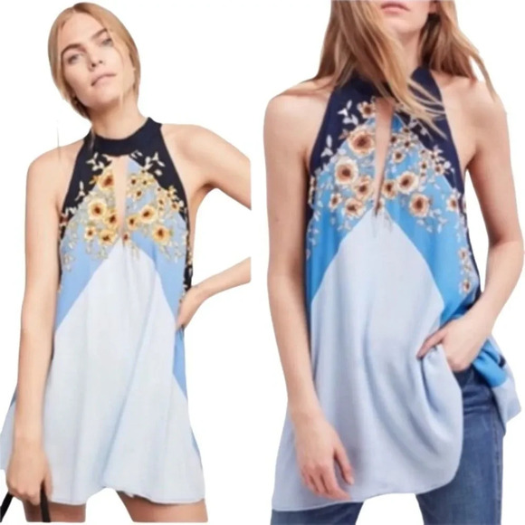 NWOT Free People Beat of My Heart keyhole detail Halter tunic XS - Picture 1 of 8